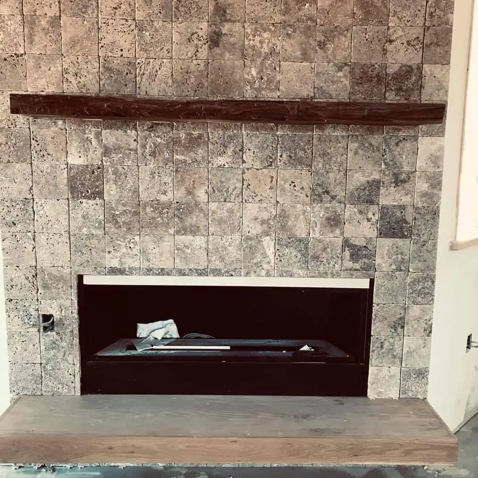 Fireplace tile and stone installation